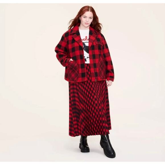 Women's Buffalo Check Melton Jacket - Woolrich Red/Black 3X - Picture 4 of 4